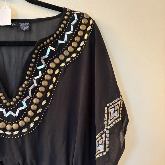 Raviya | Black Beaded Swim Coverup | Size Small - Picture 4 of 15